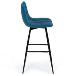 Lot De 4 Tabourets De Bar MADY En Velours Bleu -Homcomes Boutique 43413095 5