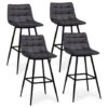 Lot De 4 Tabourets De Bar MADY En Velours Gris Foncé -Homcomes Boutique 43413097 1