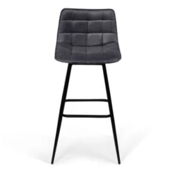 Lot De 4 Tabourets De Bar MADY En Velours Gris Foncé -Homcomes Boutique 43413097 3