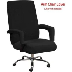 Housse De Chaise De Bureau Avec Accoudoirs En Lycra Jacquard Antidérapant Souple Et Extensible Lavable En Machine, Polyester, (Grand, Noir) -Homcomes Boutique 43423594 3