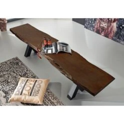 Banc 180x38 Acacia Laqué Brun IRON LABEL 156 -Homcomes Boutique 43590161 3