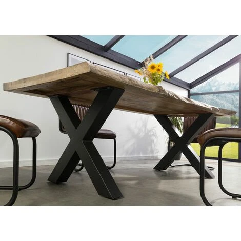 Table à Manger 180x90 En Bois De Manguier Laqué Beige Pieds En X Anthracite Mat FREEFORM 5 6 Table à Manger 180x90 En Bois De Manguier Laqué Beige Pieds En X Anthracite Mat FREEFORM 5 – Image 4