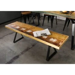 Banc 150x40 Bois De Récupération Laqué Multicolore INDUSTRIAL 14 -Homcomes Boutique 43597437 3