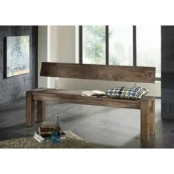 Banc Avec Dossier 200x35 Palissandre Huilé Gris Taupe NATURE GREY 703 -Homcomes Boutique 43600449 3