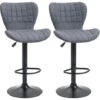 HOMCOM Lot De 2 Tabourets De Bar Design Dossier Incurvé Capitonné Hauteur D'assise Réglable 61-81 Cm Pivotant 360° Repose-pied Velours Gris -Homcomes Boutique 44092416 1