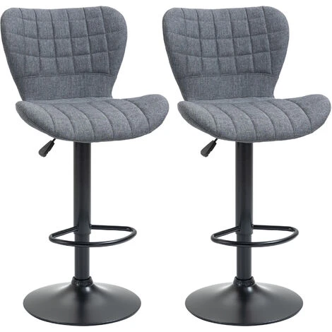 HOMCOM Lot De 2 Tabourets De Bar Design Dossier Incurvé Capitonné Hauteur D'assise Réglable 61-81 Cm Pivotant 360° Repose-pied Velours Gris 3 HOMCOM Lot De 2 Tabourets De Bar Design Dossier Incurvé Capitonné Hauteur D'assise Réglable 61-81 Cm Pivotant 360° Repose-pied Velours Gris