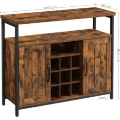 Songmics Meuble De Rangement, Placard 2 Portes, 100 X 35 X 81,4 Cm, Style Industriel, Marron Rustique Et Noir -Homcomes Boutique 45295439 4