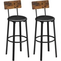Songmics VASAGLE Chaises De Bar, Lot De 2, Tabourets Hauts, Sièges Rembourrés, 39 X 39 X 100 Cm, Repose-pieds, Montage Facile, Style Industriel, Pour Cuisine, Salle à Manger, Marron Rustique Et Noir LBC069B81