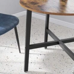 VASAGLE Table à Manger, Table De Cuisine Ronde, Pour Salon, Bureau, 80 X 75 Cm (ø X H), Style Industriel, Marron Rustique Et Noir Par SONGMICS KDT080B01 -Homcomes Boutique 45295590 4