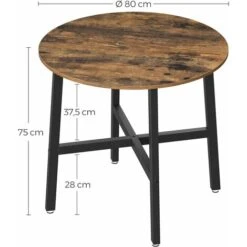 VASAGLE Table à Manger, Table De Cuisine Ronde, Pour Salon, Bureau, 80 X 75 Cm (ø X H), Style Industriel, Marron Rustique Et Noir Par SONGMICS KDT080B01 -Homcomes Boutique 45295590 5