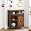 Songmics Meuble De Rangement, Buffet, Avec Porte, Compartiment Ouvert, étagère Réglable, Style Industriel, 70 X 30 X 80 Cm, Marron Rustique Et Noir 2 Songmics Meuble De Rangement, Buffet, Avec Porte, Compartiment Ouvert, étagère Réglable, Style Industriel, 70 X 30 X 80 Cm, Marron Rustique Et Noir -Homcomes Boutique 45295787 1