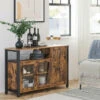 Songmics Meuble De Rangement, Buffet, Avec Placard 3 Portes, 110 X 33 X 75 Cm, Style Industriel, Marron Rustique Et Noir -Homcomes Boutique 45295791 1