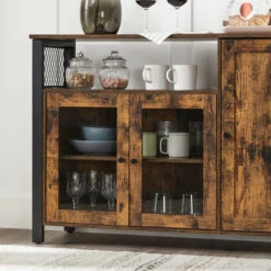 Songmics Meuble De Rangement, Buffet, Avec Placard 3 Portes, 110 X 33 X 75 Cm, Style Industriel, Marron Rustique Et Noir -Homcomes Boutique 45295791 3