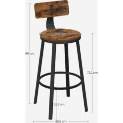 Songmics VASAGLE Lot De 2, Chaises De Bar, Tabourets Hauts, Avec Dossier, Siège De Cuisine, Cadre En Acier, Montage Facile, Siège De 73,2 Cm De Haut, Style Industriel, Marron Rustique Et Noir LBC026B01V1 -Homcomes Boutique 45295885 5