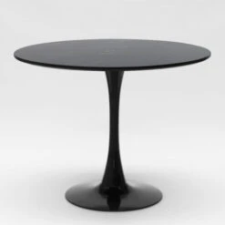 Table Ronde De Salle à Manger Et Salon Effet Marbre 80 Cm Tulip Murmar 80 Couleur: Noir -Homcomes Boutique 45340452 3
