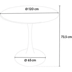 Table Ronde 120cm Salle à Manger Restaurant Effet Marbre Tulip Murmar 120 Couleur: Blanc -Homcomes Boutique 45340458 5