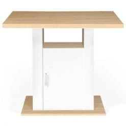 Ilot Central UGO 110 Cm Bois Blanc Et Imitation Hêtre Avec Rangements -Homcomes Boutique 45391574 5