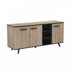 Buffet 3 Portes 3 Niches Chêne/Noir - AVIGNON - L 161 X L 44 X H 73 Cm -Homcomes Boutique 45792536 3