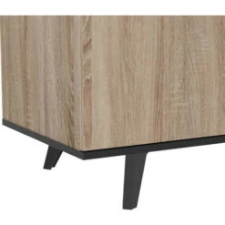 Buffet 3 Portes 3 Niches Chêne/Noir - AVIGNON - L 161 X L 44 X H 73 Cm -Homcomes Boutique 45792536 5