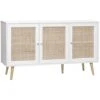 Buffet De Rangement En Cannage. Blanc 120x39x70cm - Bohème - 2 Niveaux. 3 Portes. Pieds Scandinaves -Homcomes Boutique 45850545 1