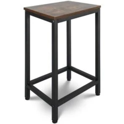 Table Haute Avec 2 Tabourets De Bar Style Industriel Repose Pieds Cadre En Fer Rustique Ensemble Bistrot Mange Debout Et Chaises De Bar Pour Cuisine Salle à Manger Marron Noir -Homcomes Boutique 45981713 4