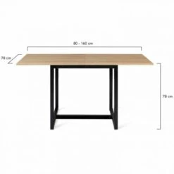 Table à Manger Extensible DETROIT 6-8 Personnes 80-160 Cm Design Industriel -Homcomes Boutique 46281016 5