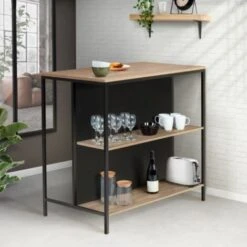 Table De Bar îlot DETROIT Et 2 Tabourets Design Industriel -Homcomes Boutique 46454615 3