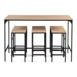 Table Haute De Bar DETROIT 150 Cm Et 6 Tabourets Design Industriel -Homcomes Boutique 46760731 3