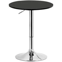 WOLTU 1 X Table De Bar En MDF Avec Pied. Table Ronde. Hauteur Réglable.Noir