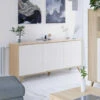 Buffet 3 Portes Blanc/Chêne - SAG - L 154 X L 40 X H 75 Cm