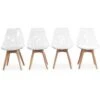 Lot De 4 Chaises Scandinaves - Lagertha - Pieds Bois, Fauteuils 1 Place, Coussin Blanc, Coque Transparente -Homcomes Boutique 48500750 1