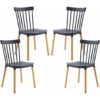 Lot De 4 Chaises De Salle à Manger VICTORIA Noir Bois Naturel 56x47x81 -Homcomes Boutique 49862328 1