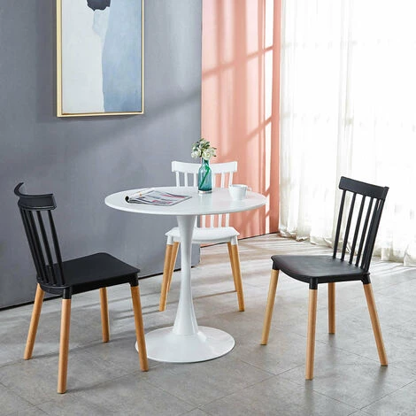 Lot De 4 Chaises De Salle à Manger VICTORIA Noir Bois Naturel 56x47x81 5 Lot De 4 Chaises De Salle à Manger VICTORIA Noir Bois Naturel 56x47x81 – Image 3