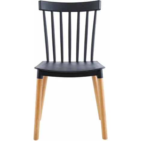 Lot De 4 Chaises De Salle à Manger VICTORIA Noir Bois Naturel 56x47x81 6 Lot De 4 Chaises De Salle à Manger VICTORIA Noir Bois Naturel 56x47x81 – Image 4