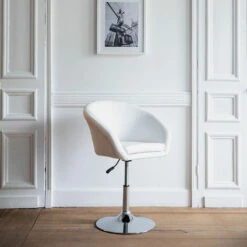 Tabouret De Bar En Simili Blanc GABIN 8 Tabouret De Bar En Simili Blanc GABIN -Homcomes Boutique 50818293 2