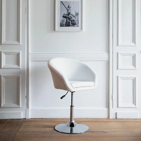 Tabouret De Bar En Simili Blanc GABIN 4 Tabouret De Bar En Simili Blanc GABIN – Image 2