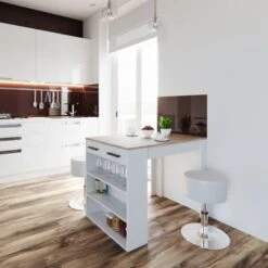 Table De Bar Vicco „Repose“ Blanche/Chêne Clair Vicco -Homcomes Boutique 52052509 3