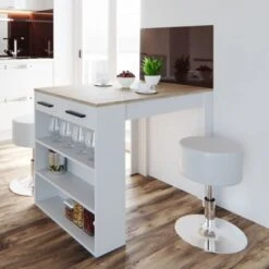 Table De Bar Vicco „Repose“ Blanche/Chêne Clair Vicco -Homcomes Boutique 52052509 4