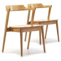 Pack 2 Chaises Venus, Couleur Chêne, Bois Massif, 58 Cm X 57,5 Cm X 76 Cm