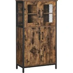 Songmics Meuble De Rangement, Buffet, Placard, Armoire, Étagères Réglable, 60 X 30 X 108 Cm, Cadre En Acier, Style Industriel, Marron Rustique Et Noir