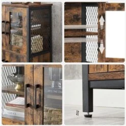 Songmics Meuble De Rangement, Buffet, Placard, Armoire, Étagères Réglable, 60 X 30 X 108 Cm, Cadre En Acier, Style Industriel, Marron Rustique Et Noir -Homcomes Boutique 52725871 4