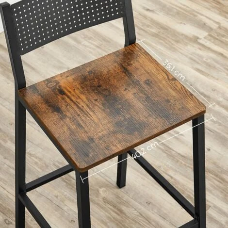 VASAGLE Tabourets De Bar, Lot De 2 Chaises Hautes, Sièges Cuisine, Salle à Manger, Bureau, Style Industriel, Marron Rustique Et Noir Par SONGMICS LBC070B01 6 VASAGLE Tabourets De Bar, Lot De 2 Chaises Hautes, Sièges Cuisine, Salle à Manger, Bureau, Style Industriel, Marron Rustique Et Noir Par SONGMICS LBC070B01 – Image 4