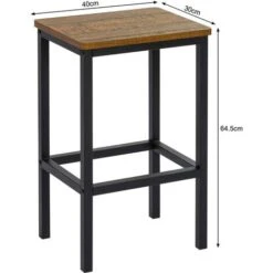 Lot De 2 Chaises De Bar, Tabourets Hauts, Pour Cuisine, Salle à Manger, Salon, Marron - Meerveil -Homcomes Boutique 53940177 3