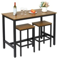 Lot De 2 Chaises De Bar, Tabourets Hauts, Pour Cuisine, Salle à Manger, Salon, Marron - Meerveil -Homcomes Boutique 53940177 4