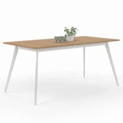 Table Scandinave Extensible INGA 160-200 Cm Plateau Bois Pieds Blancs -Homcomes Boutique 54637365 5