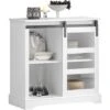 SoBuy FSB46-W Buffet Commode Armoire De Rangement Meuble De Rangement Avec Porte De Grange Coulissante à 2 Niveaux, 80x39x82cm, Blanc -Homcomes Boutique 54992591 1