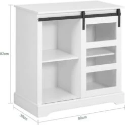 SoBuy FSB46-W Buffet Commode Armoire De Rangement Meuble De Rangement Avec Porte De Grange Coulissante à 2 Niveaux, 80x39x82cm, Blanc -Homcomes Boutique 54992591 3