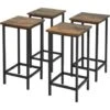 COSTWAY Lot De 4 Tabourets De Bar Avec Repose-Pieds,Chaises De Bar Style Moderne,Tabouret Haut 62 CM Pour Cuisine,Café,Bistro,Marron -Homcomes Boutique 55463718 1