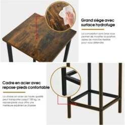 COSTWAY Lot De 4 Tabourets De Bar Avec Repose-Pieds,Chaises De Bar Style Moderne,Tabouret Haut 62 CM Pour Cuisine,Café,Bistro,Marron -Homcomes Boutique 55463718 3
