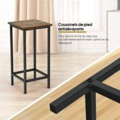 COSTWAY Lot De 4 Tabourets De Bar Avec Repose-Pieds,Chaises De Bar Style Moderne,Tabouret Haut 62 CM Pour Cuisine,Café,Bistro,Marron -Homcomes Boutique 55463718 4